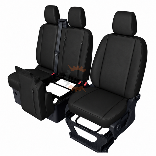 Комплект тапицерия 2+1 за Ford Transit Custom (2013–2023) – Еко кожа, черен цвят, 8 части