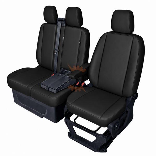 Комплект тапицерия 2+1 за Ford Transit Custom (2013–2023) – Еко кожа, черен цвят, 8 части