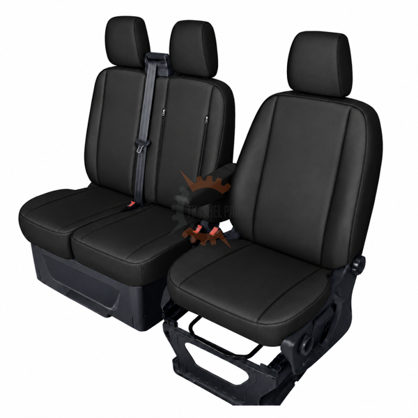 Комплект тапицерия 2+1 за Ford Transit Custom (2013–2023) – Еко кожа, черен цвят, 8 части