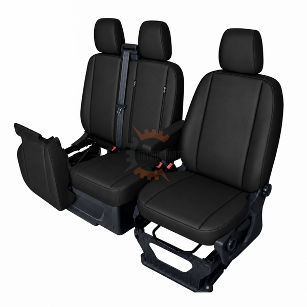 Комплект тапицерия 2+1 за Ford Transit Custom (2013–2023) – Еко кожа, черен цвят, 8 части
