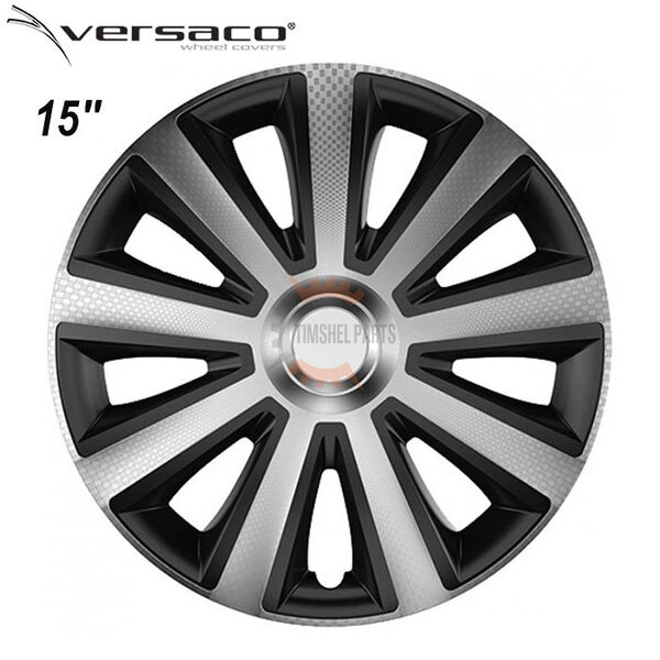 Комплект Тасове за джанти 15'' Versaco Carbon Aviator - Silver / Black - 4 броя