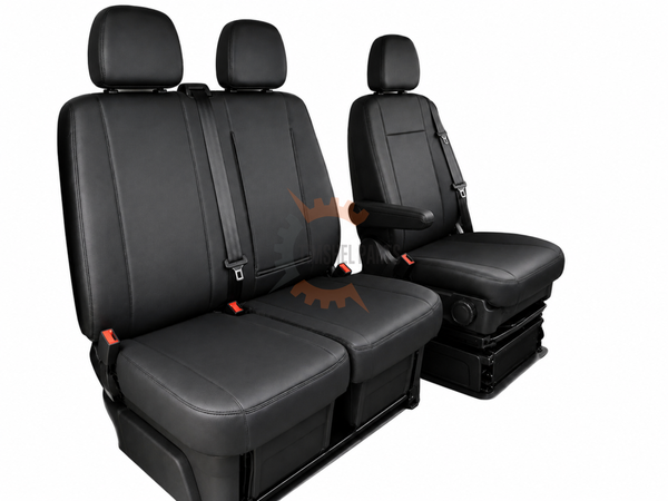Луксозен комплект тапицерия 2+1 за Iveco Daily след 2014 год. – Еко кожа, черна, 7 части