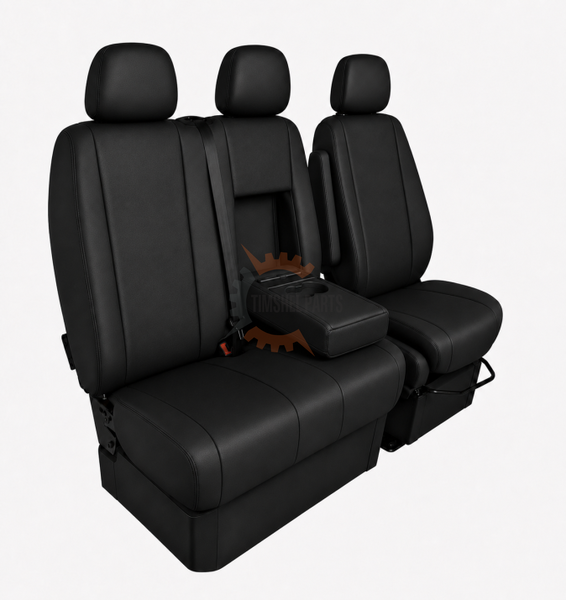 Луксозен комплект тапицерия 2+1 за VW Crafter , Mercedes Sprinter W906 (2006–2018) – Еко кожа, черна, 8 части