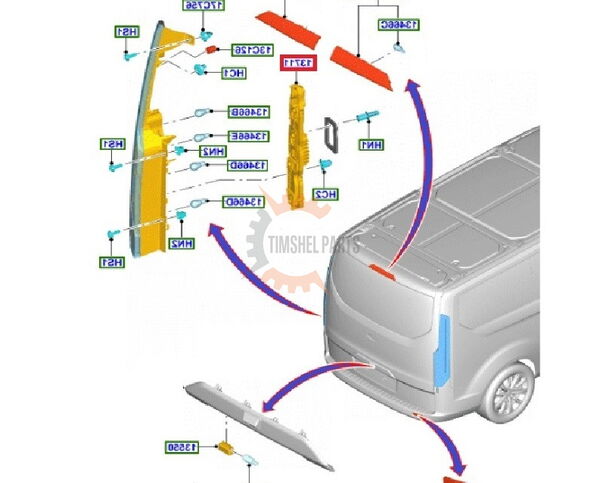 Платка стоп Ford Transit Custom/Tourneo Custom след 2013 год. - Пасажерска страна
