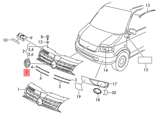Предна Емблема Решетка за VW T6 2010-2016 Crafter 2012-2016