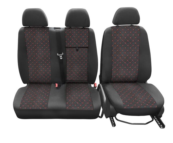 Тапицерия Лукс капитонирана за Mercedes Sprinter, VW Crafter след 2006 г. Червен конец