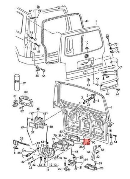 Външна дръжка за товарно отделение VW Transporter T5 2003-2009, VW Caddy 2004-2010  и други модели