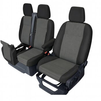 Комплект тапицерия 2+1 за Ford Transit Custom (2013–2023) – черен, с отвор за двойната седалка