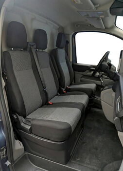 Комплект тапицерия 2+1 за Ford Transit Custom (2013–2023) – черен, с отвор за двойната седалка