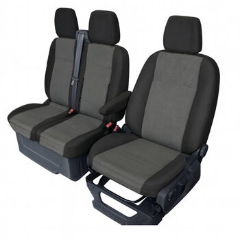 Комплект тапицерия 2+1 за Ford Transit Custom (2013–2023) – черен, с отвор за двойната седалка