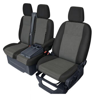 Комплект тапицерия 2+1 за Ford Transit Custom (2013–2023) – черен, с отвор за двойната седалка