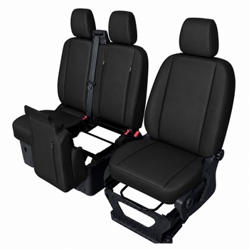 Комплект тапицерия 2+1 за Ford Transit Custom (2013–2023) – Еко кожа, черен цвят, 8 части