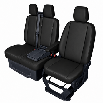 Комплект тапицерия 2+1 за Ford Transit Custom (2013–2023) – Еко кожа, черен цвят, 8 части