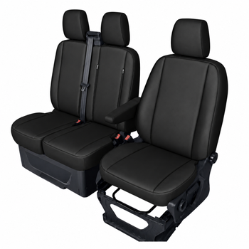 Комплект тапицерия 2+1 за Ford Transit Custom (2013–2023) – Еко кожа, черен цвят, 8 части