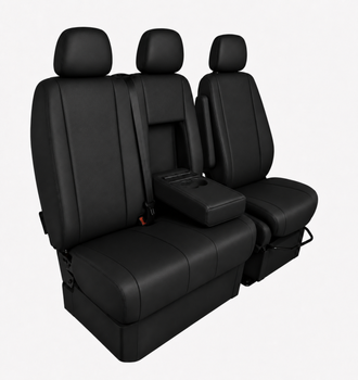 Луксозен комплект тапицерия 2+1 за VW Crafter , Mercedes Sprinter W906 (2006–2018) – Еко кожа, черна, 8 части