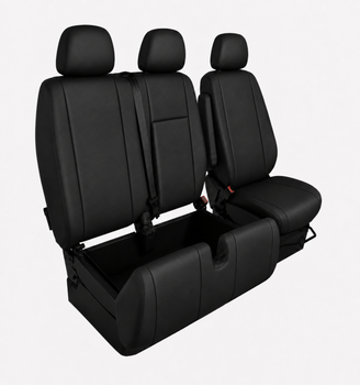 Луксозен комплект тапицерия 2+1 за VW Crafter , Mercedes Sprinter W906 (2006–2018) – Еко кожа, черна, 8 части