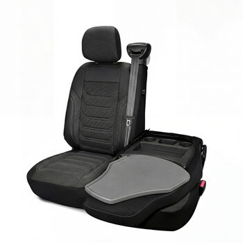 Луксозен комплект тапицерия PANDA за RENAULT MASTER III 2010-2024 / OPEL MOVANO B 2010-2021 / NISSAN NV400 2010-2021 – Еко кожа и текстил, черно/сиво