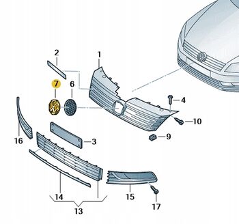 Предна Емблема Решетка VW Caddy Touran Passat B7 2011-2015.