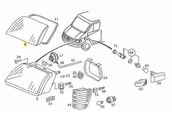 Стъкло за фар Mercedes Sprinter 1995-2000 -  Пасажерска страна