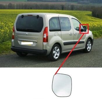 Стъкло за огледало с подгряване за Citroen Berlingo 2008-2012, Peugeot Partner 2008-2012 Пасажерска страна